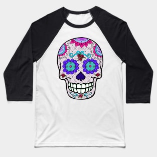 Day of the Dead Sugar Skull Purple Eyes Baseball T-Shirt